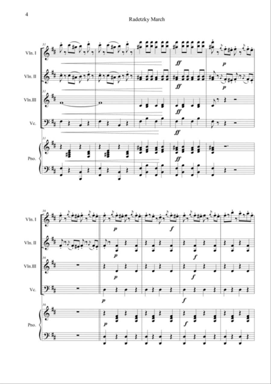 Radetzky Marsch Piano Quintet scores gallery preview page 4