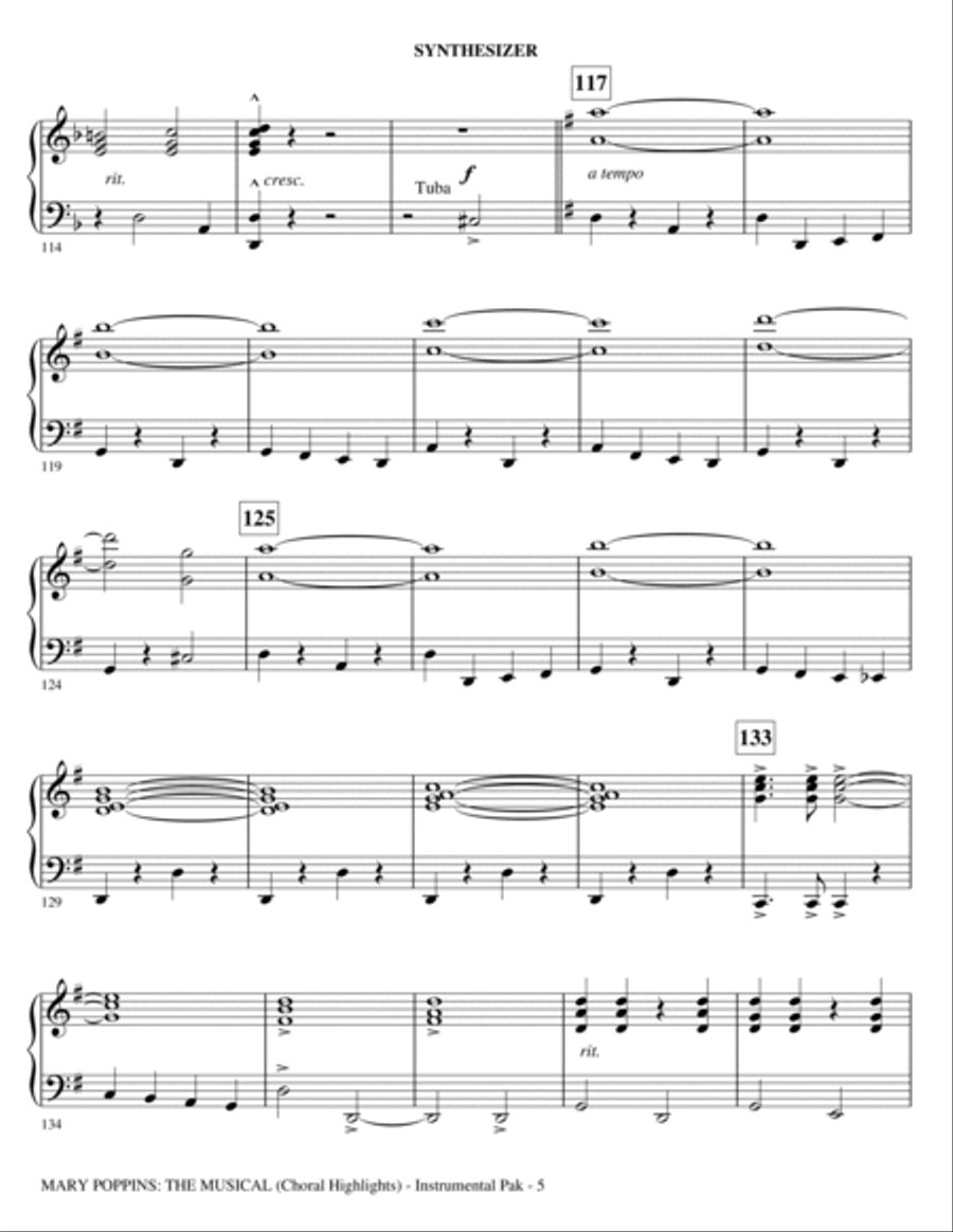 Mary Poppins: The Musical - Synthesizer Choir scores gallery preview page 5