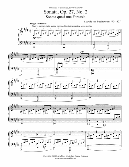 Sonata, Op 27, No 2 Sonata Quasi una Fantasia (Moonlight Sonata) image number null