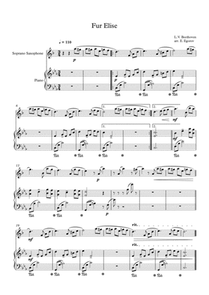 Fur Elise, Ludwig Van Beethoven, For Soprano Saxophone & Piano