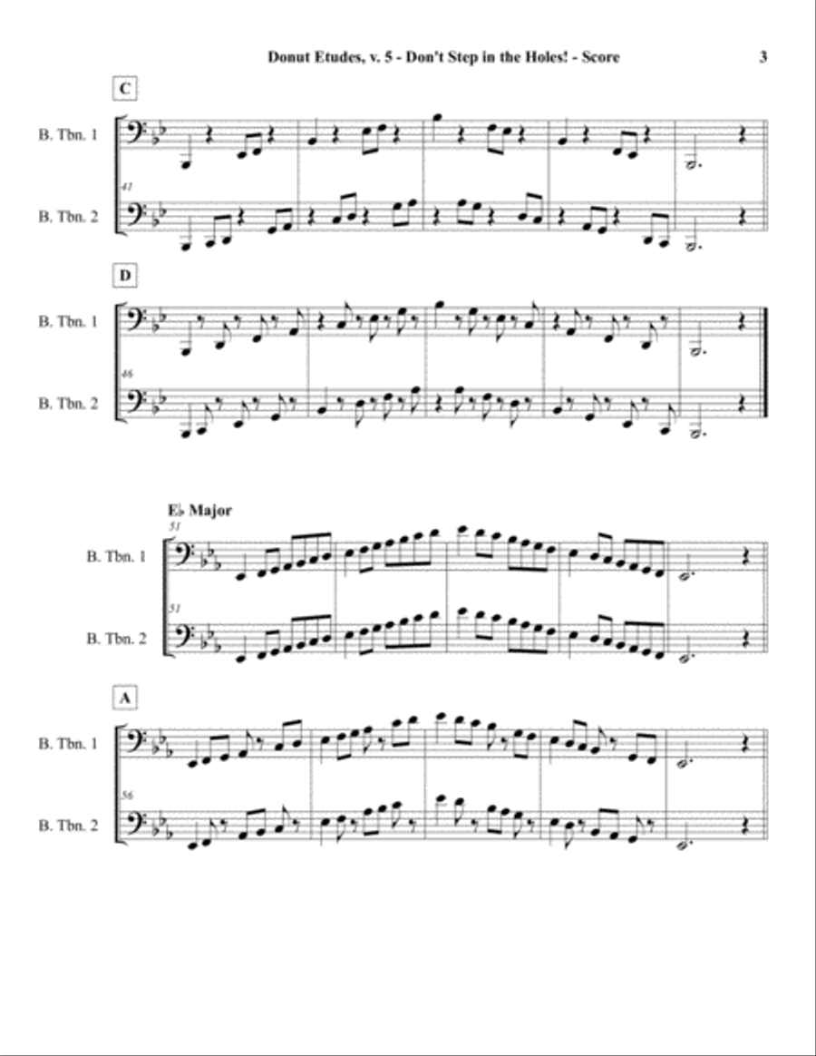 Donut Etudes v5 - Scale Duets for 2 Bass Trombones Trombone Duet scores gallery preview page 5