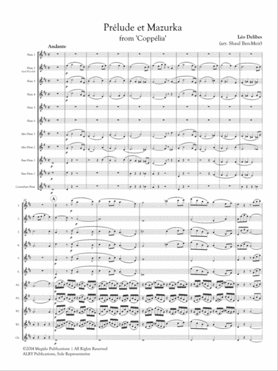 Prelude and Mazurka from Coppelia for Flute Orchestra Flute Choir scores gallery preview page 2