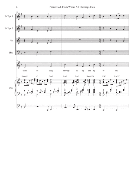 Praise God, From Whom All Blessings Flow (Unison Choir - High Key) (Full Score) - Score Only image number null