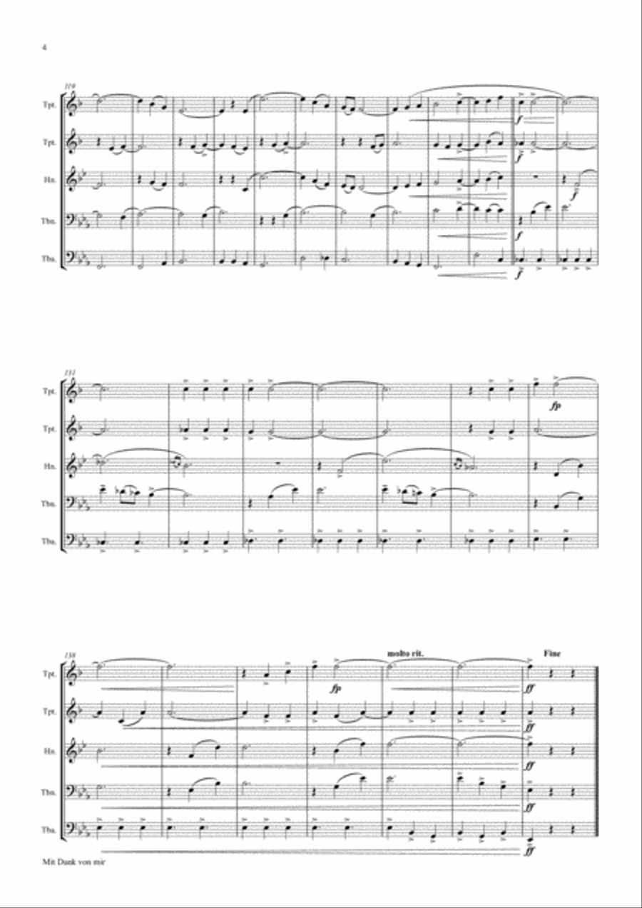 Mit Dank von mir - German Waltz - Oktoberfest - Brass Quintet Brass Quintet scores gallery preview page 4