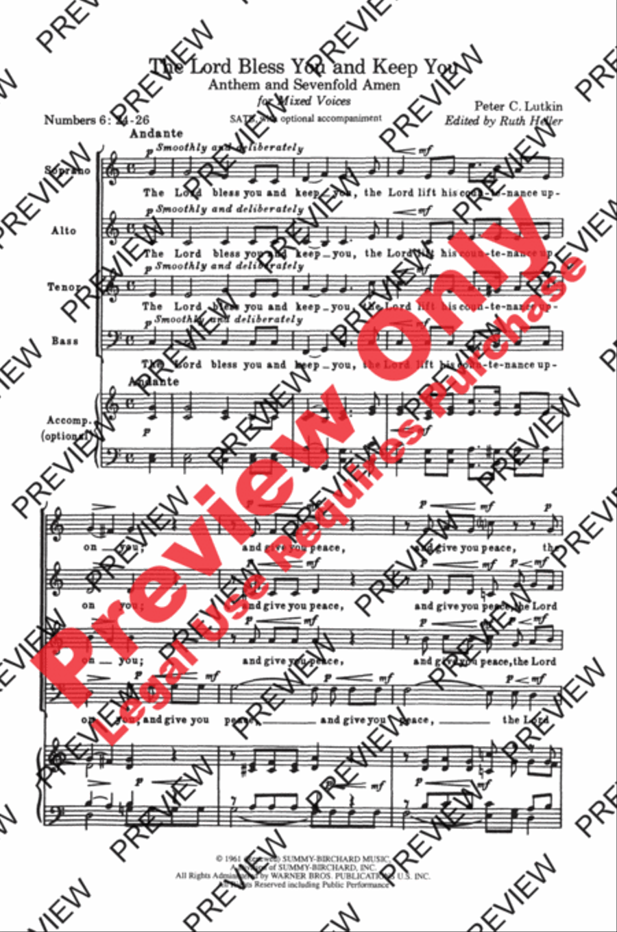 The Lord Bless You and Keep You 4-Part scores gallery preview page 5