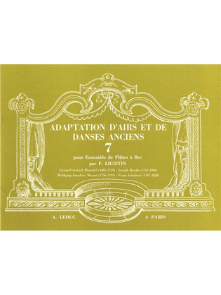 Book cover for Adaptation D'airs Et De Danses Anciens Vol.7 (recorder Ensemble (5 Or More