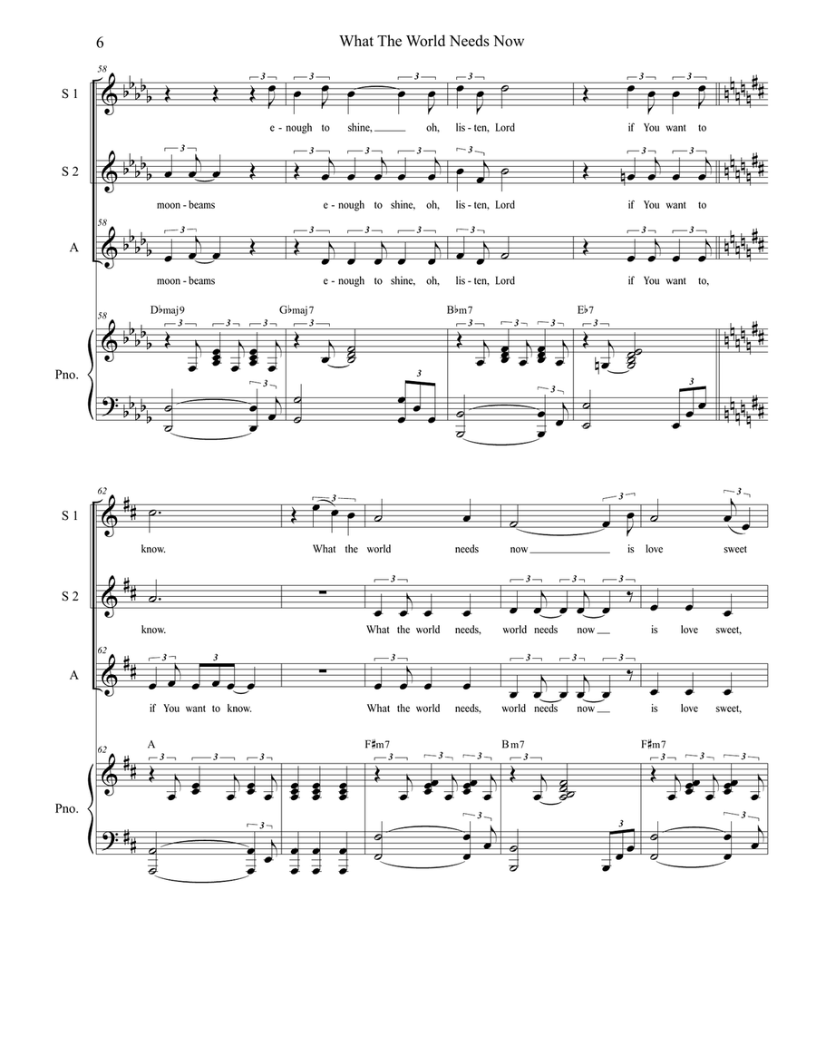 What The World Needs Now Is Love SSA scores gallery preview page 6