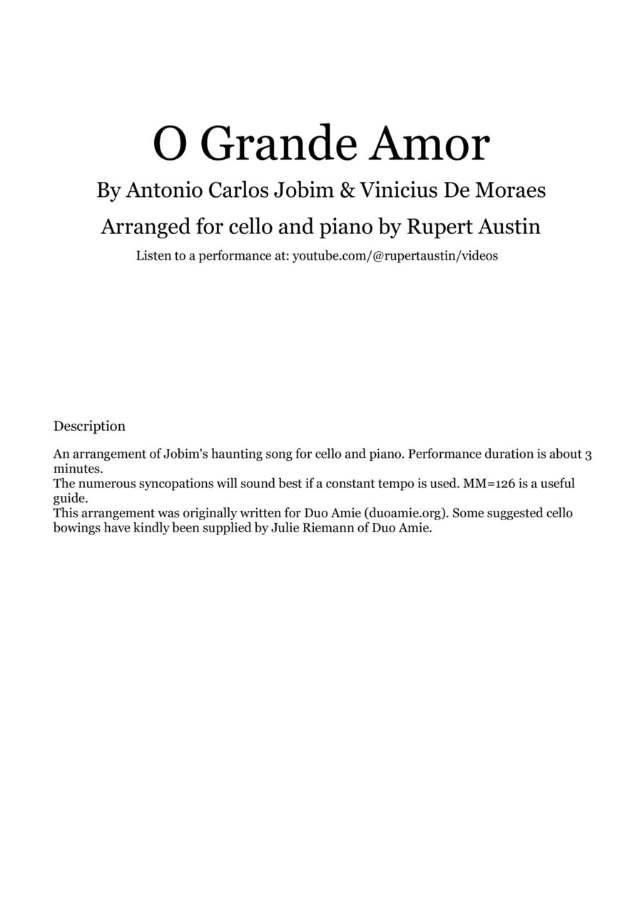 O Grande Amor Piano scores gallery preview page 1