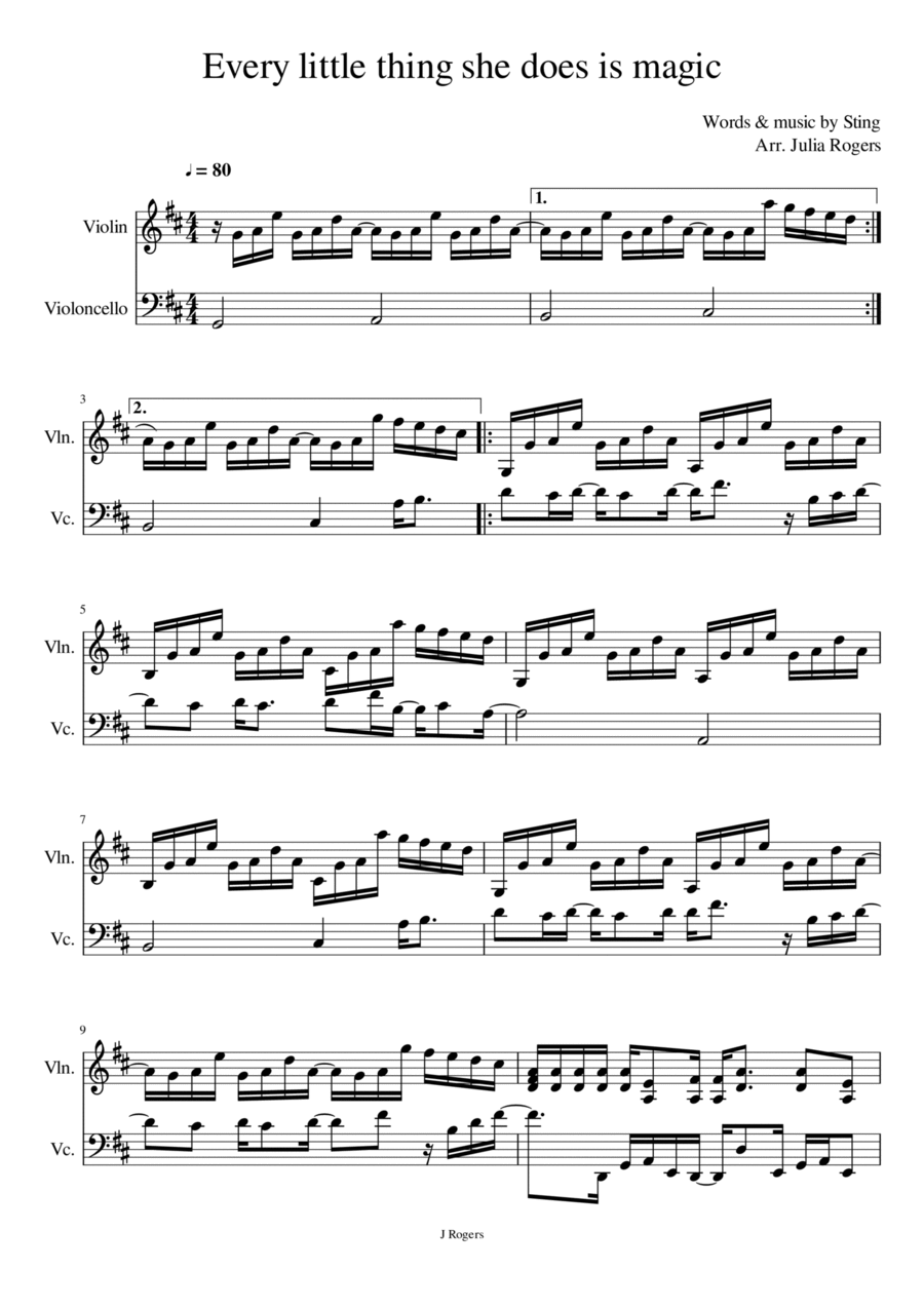 Every Little Thing She Does Is Magic String Duet scores gallery preview page 1