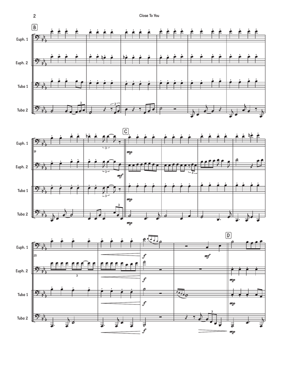 (They Long To Be) Close To You Brass Quartet scores gallery preview page 2