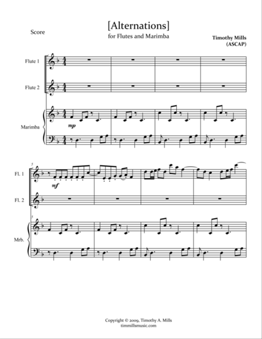 Alternations Woodwind Ensemble scores gallery preview page 1