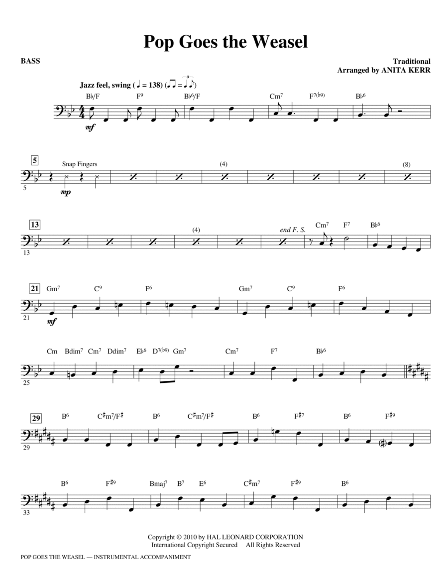 Pop Goes The Weasel - Bass Choir scores gallery preview page 1
