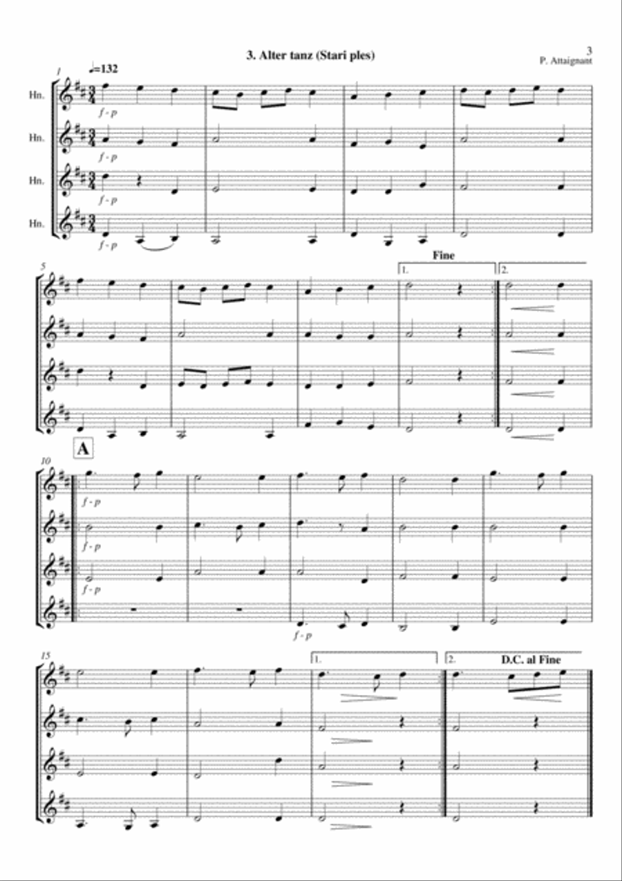 Old dances - Volume 1 - French Horn Quartet French Horn Quartet scores gallery preview page 3