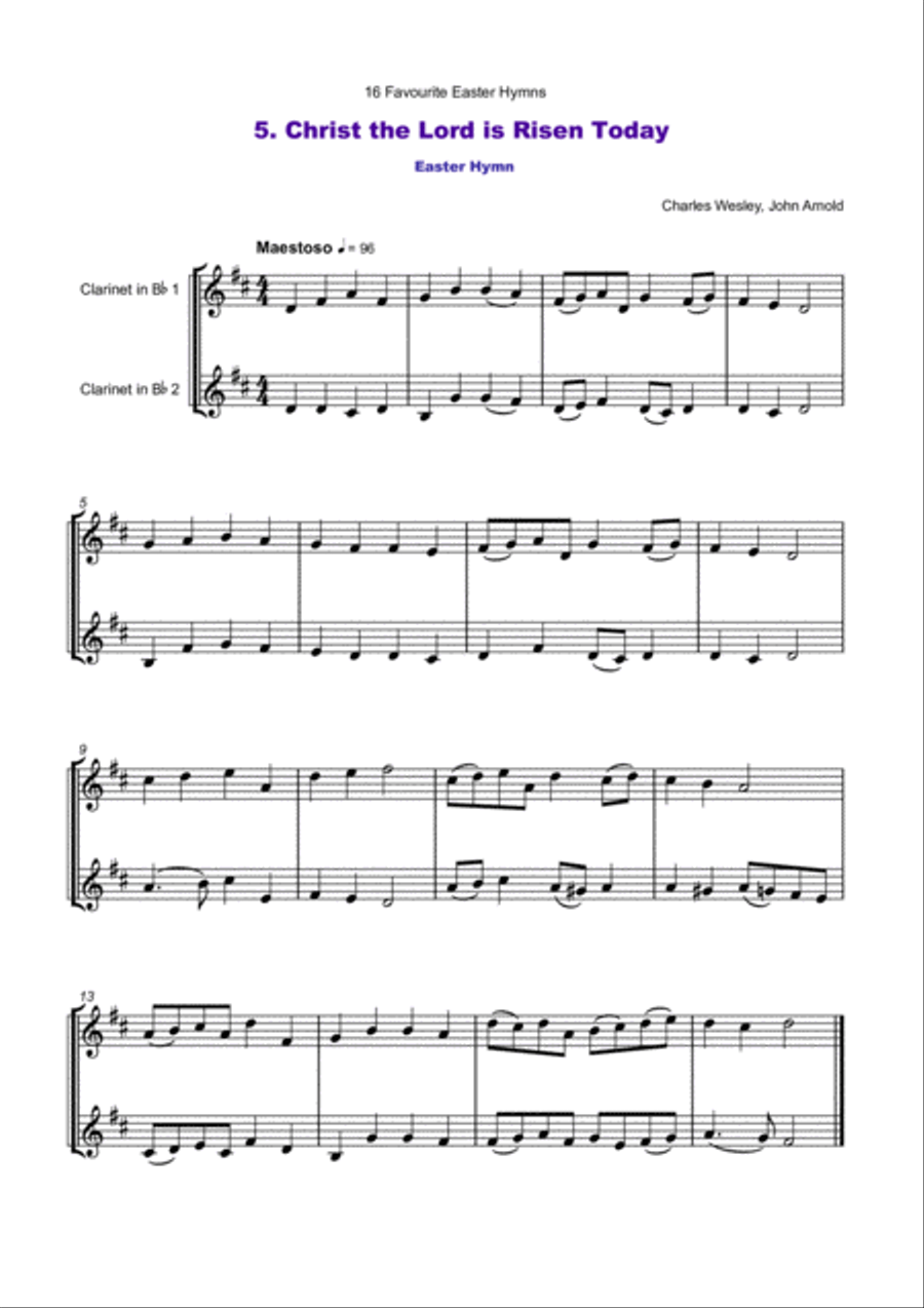 16 Favourite Easter Hymns for Clarinet Duet Clarinet Duet scores gallery preview page 6