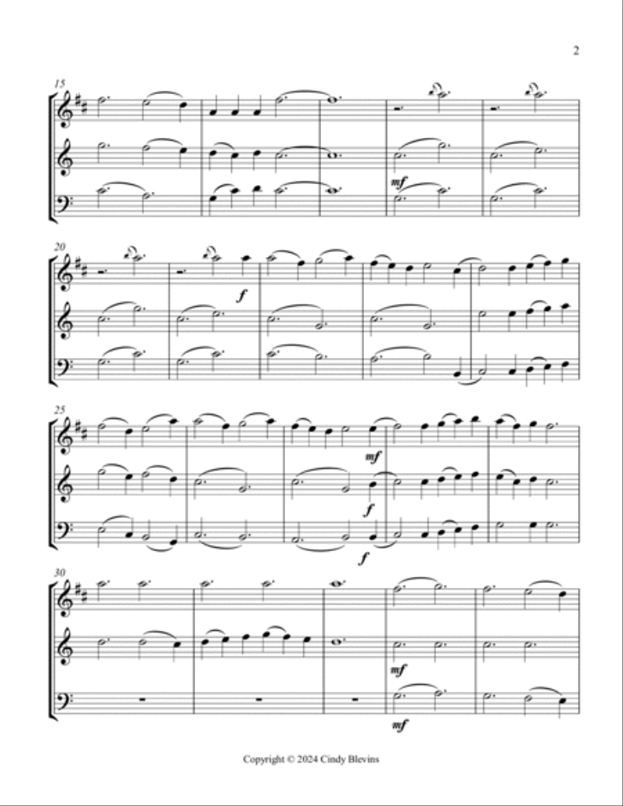Sussex Carol, for Clarinet, Violin and Cello Small Ensemble scores gallery preview page 3