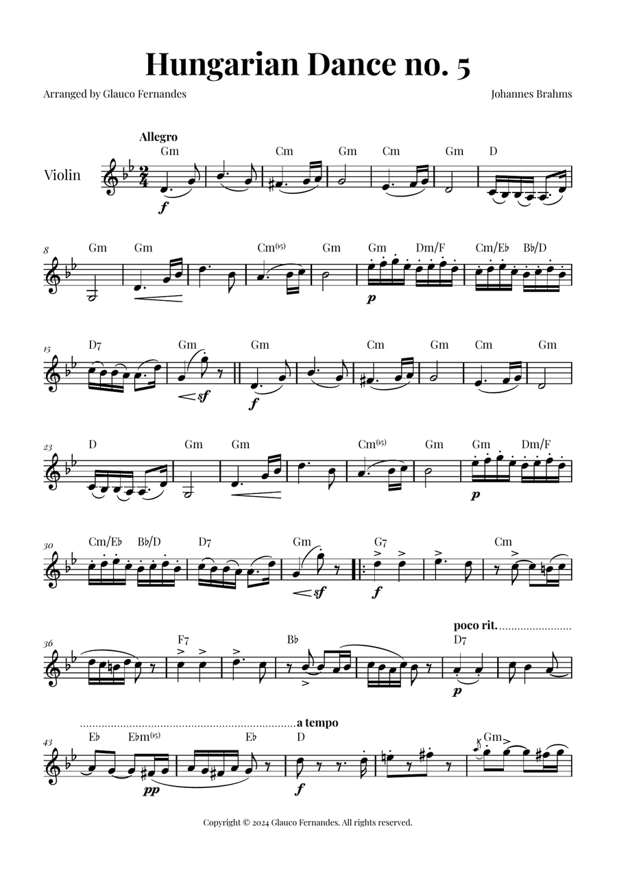 Hungarian Dance No. 5 Chamber Music scores gallery preview page 1