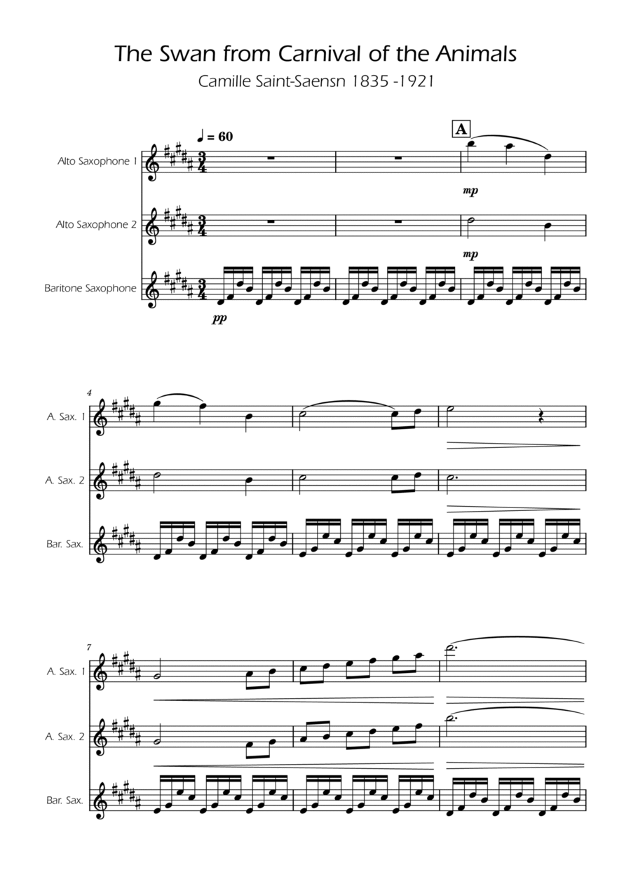 Book cover for The Swan - Saint-Saens - Sax Trio AAB