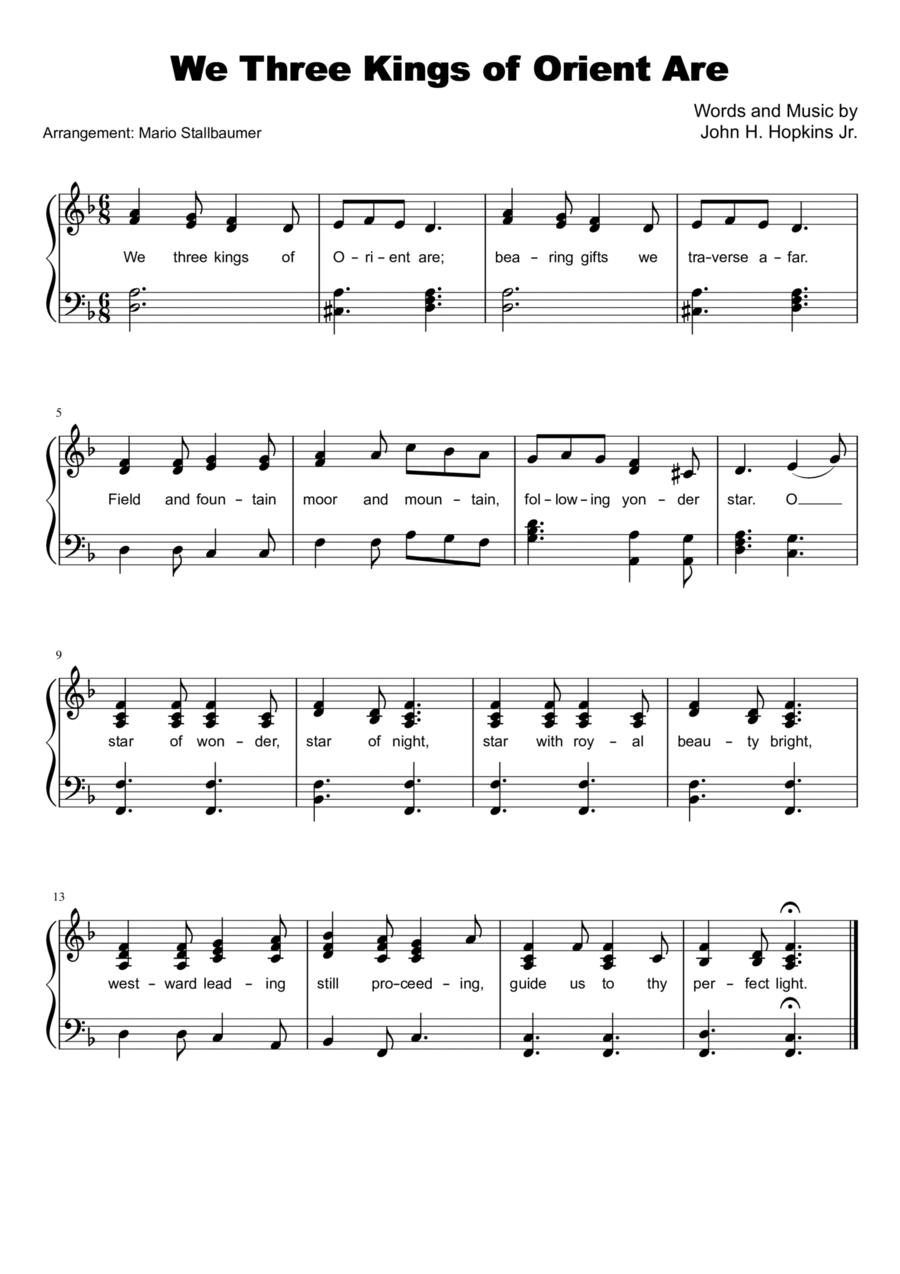 We Three Kings (Christmas carol) Voice scores gallery preview page 1