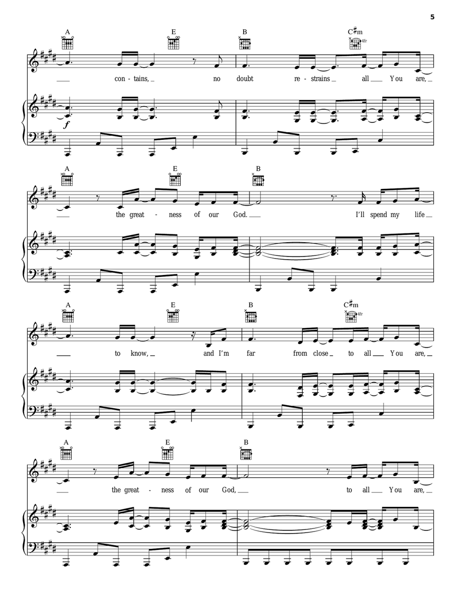 The Greatness Of Our God The Greatness Of Our God Piano, Vocal, Guitar scores gallery preview page 5