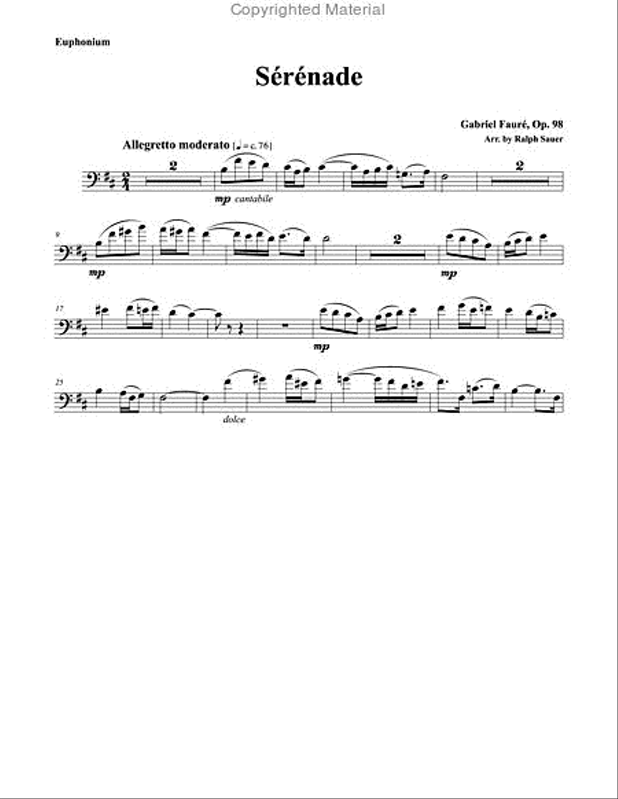 Sérénade, Op. 98 for Euphonium & Piano Euphonium scores gallery preview page 2