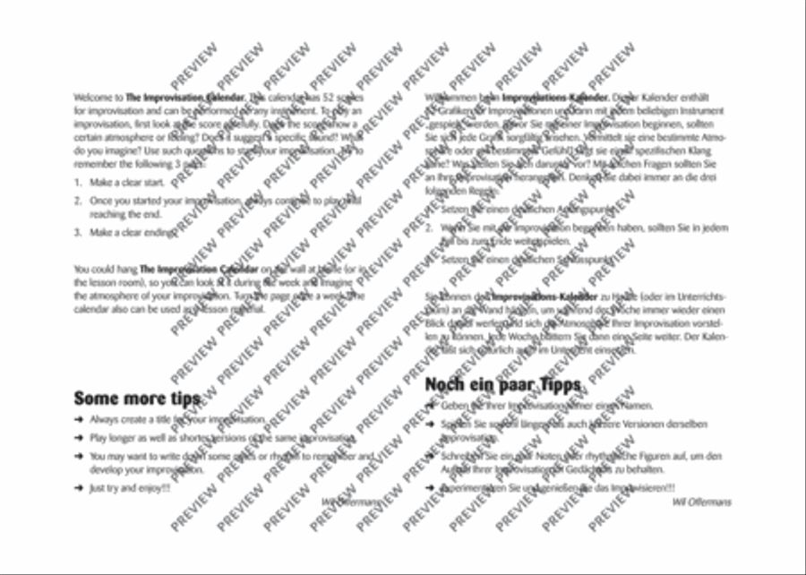 Improvisation Calendar Score scores gallery preview page 3