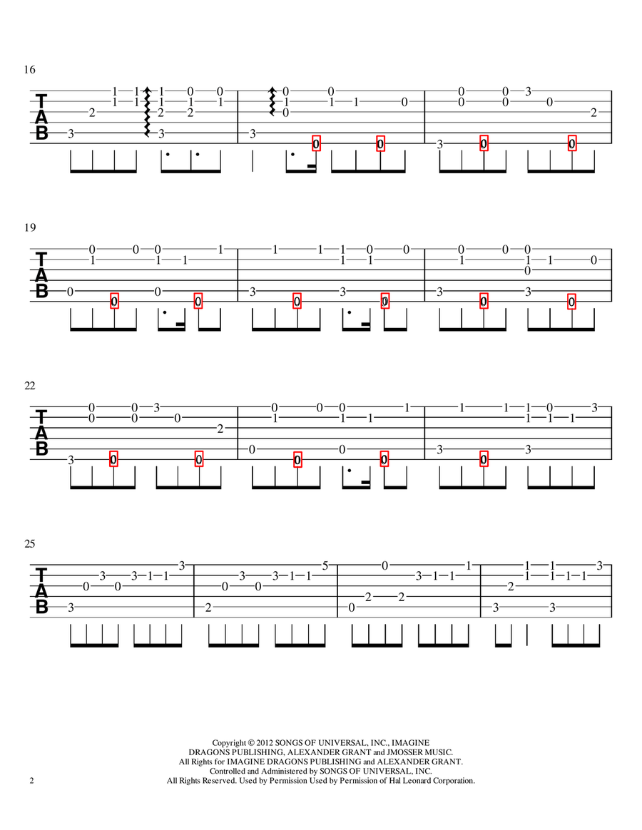 Demons Guitar Tablature scores gallery preview page 2