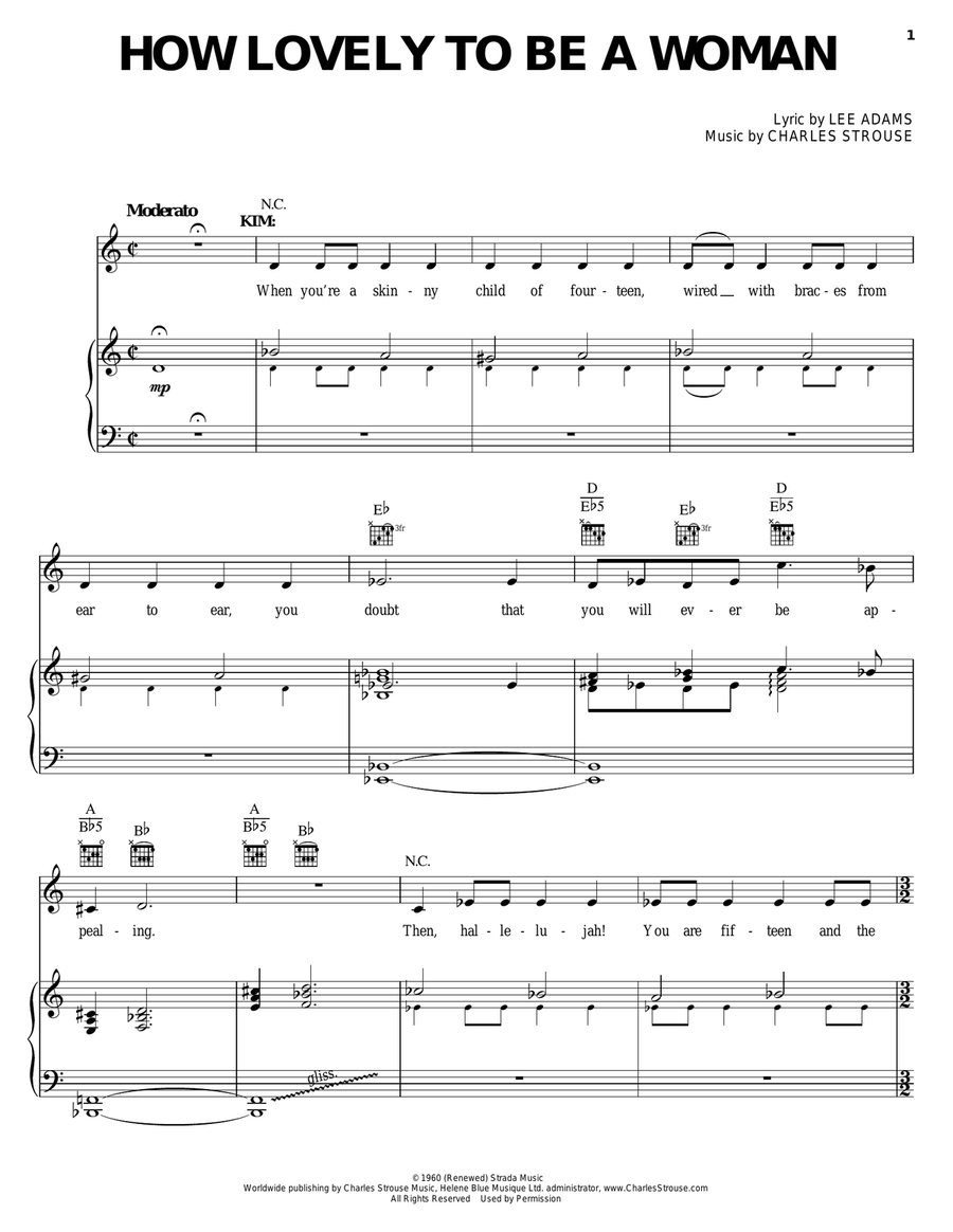 How Lovely To Be A Woman Piano, Vocal, Guitar scores gallery preview page 1