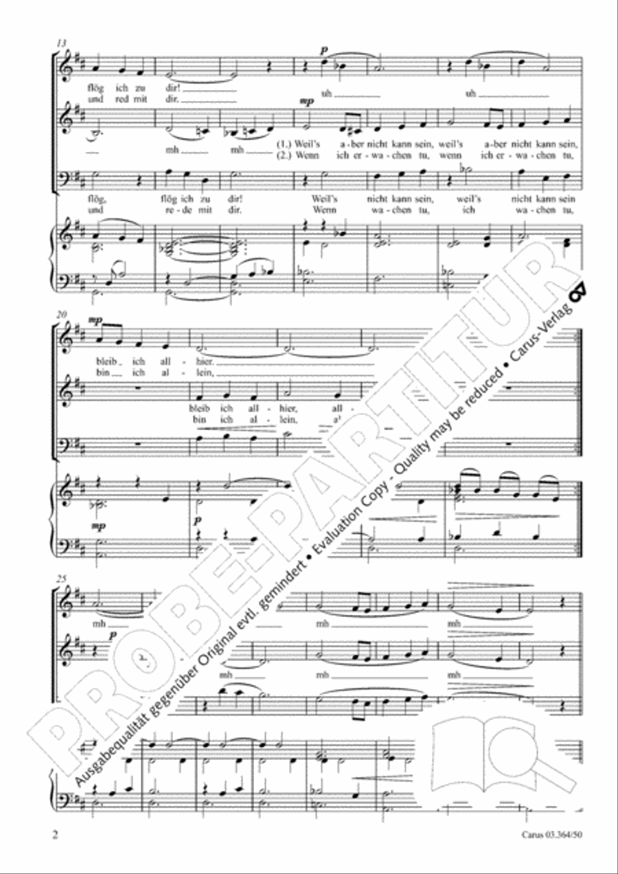 Wenn ich ein Voglein war Wenn ich ein Voglein war 3-Part scores gallery preview page 3
