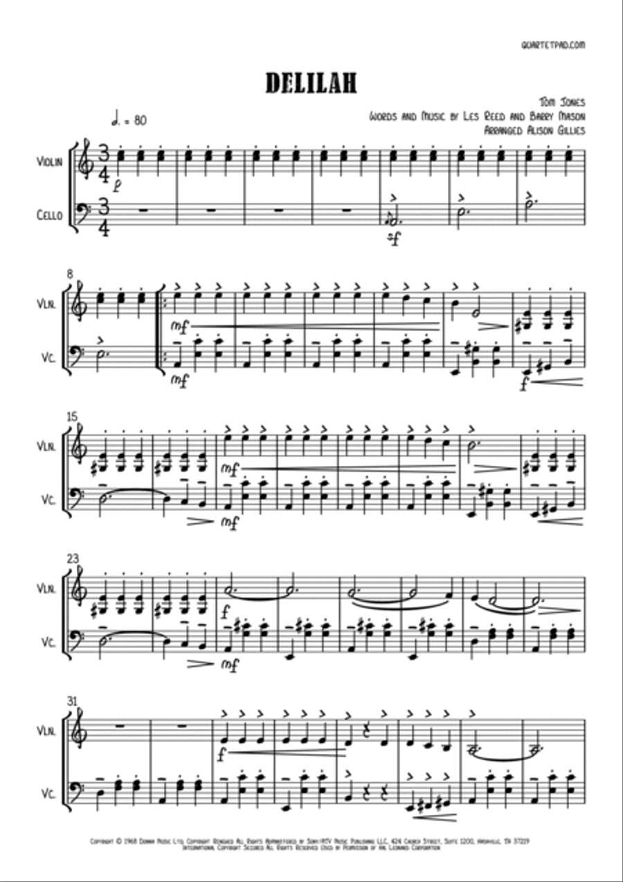 Delilah String Duet scores gallery preview page 2