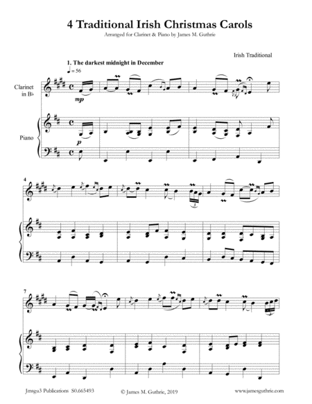 4 Traditional Irish Christmas Carols for Clarinet & Piano image number null