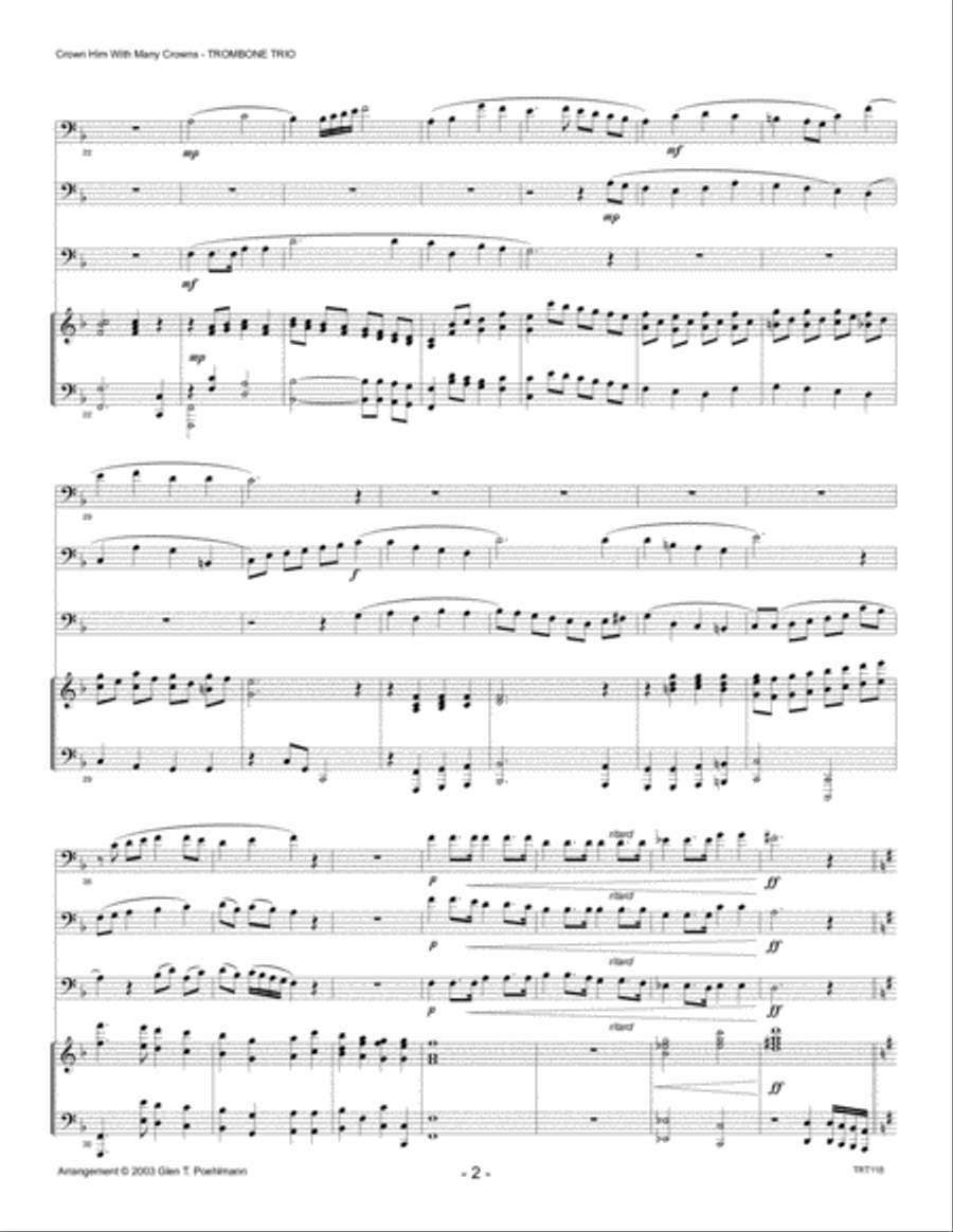 CROWN HIM WITH MANY CROWNS - TROMBONE TRIO with Piano Accompaniment Trombone Trio scores gallery preview page 2