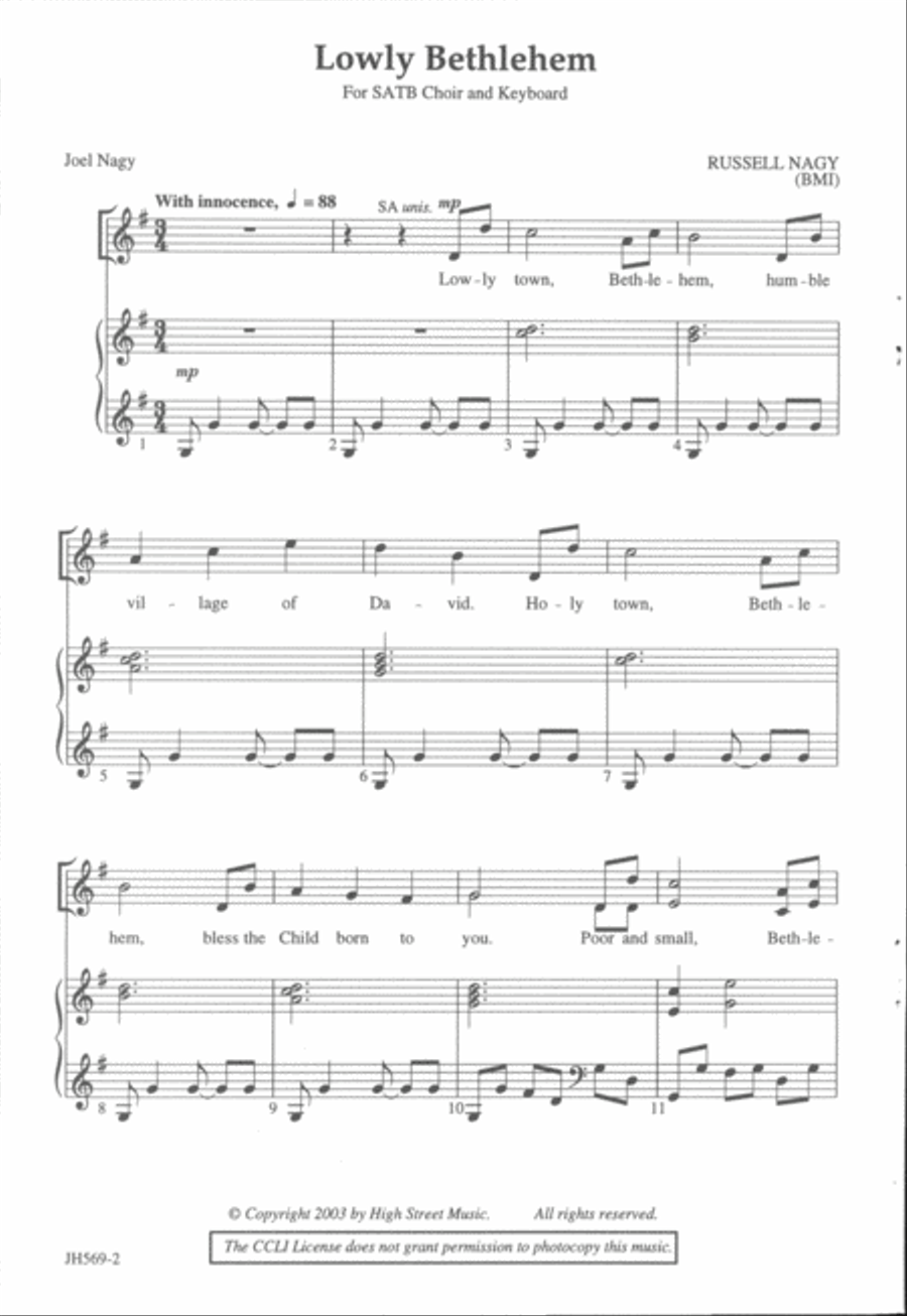 Lowly Bethlehem Lowly Bethlehem 4-Part scores gallery preview page 2