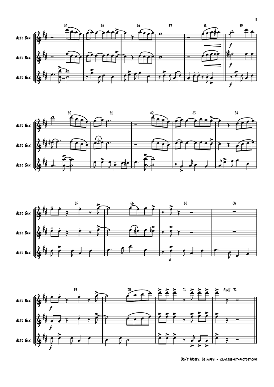 Don't Worry, Be Happy Woodwind Trio scores gallery preview page 3