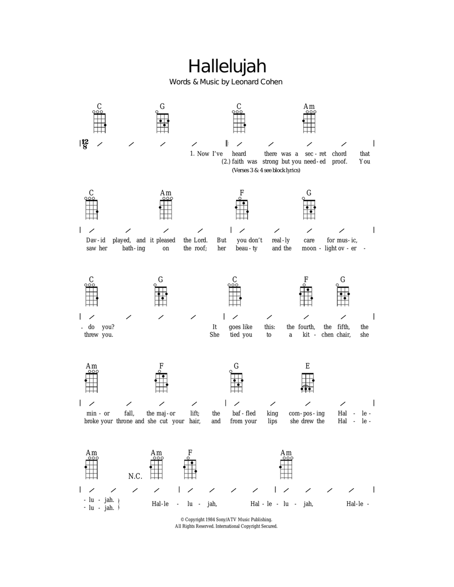 Hallelujah Ukulele scores gallery preview page 1