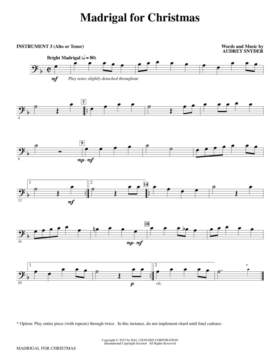 Madrigal for Christmas - C Instrument III Choir scores gallery preview page 1