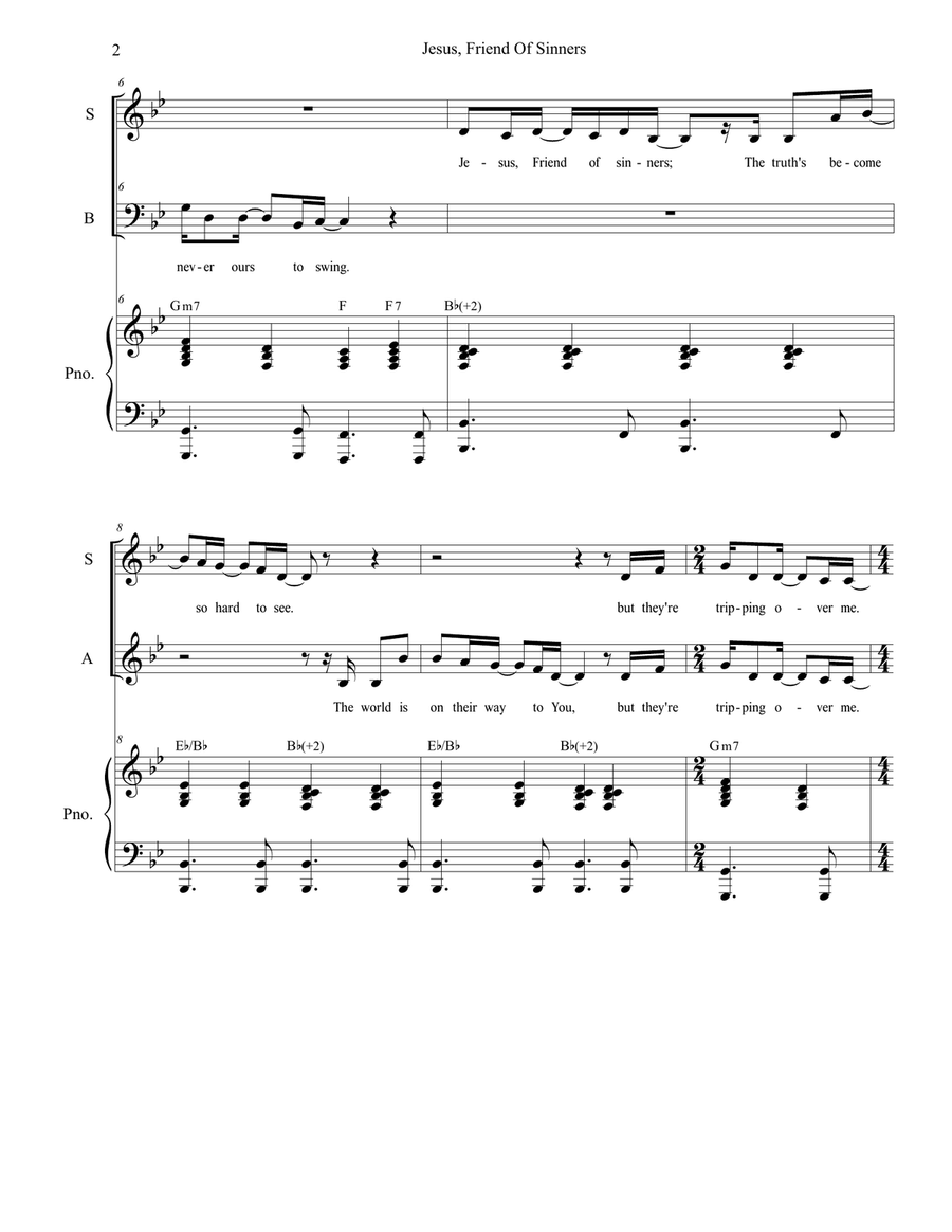 Jesus, Friend Of Sinners Jesus, Friend Of Sinners Piano, Vocal scores gallery preview page 2