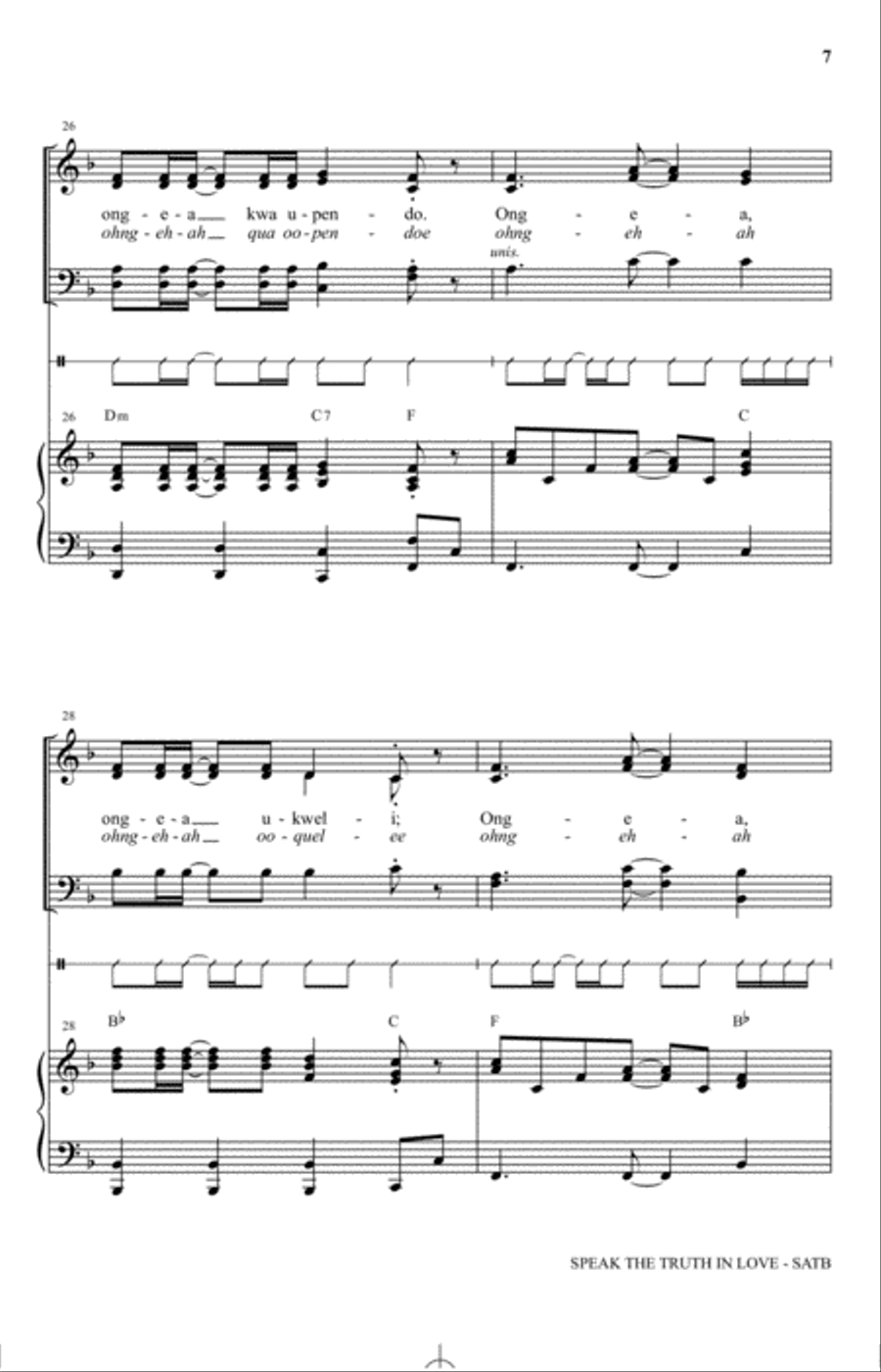 Speak The Truth In Love (Ongea) Choir scores gallery preview page 6