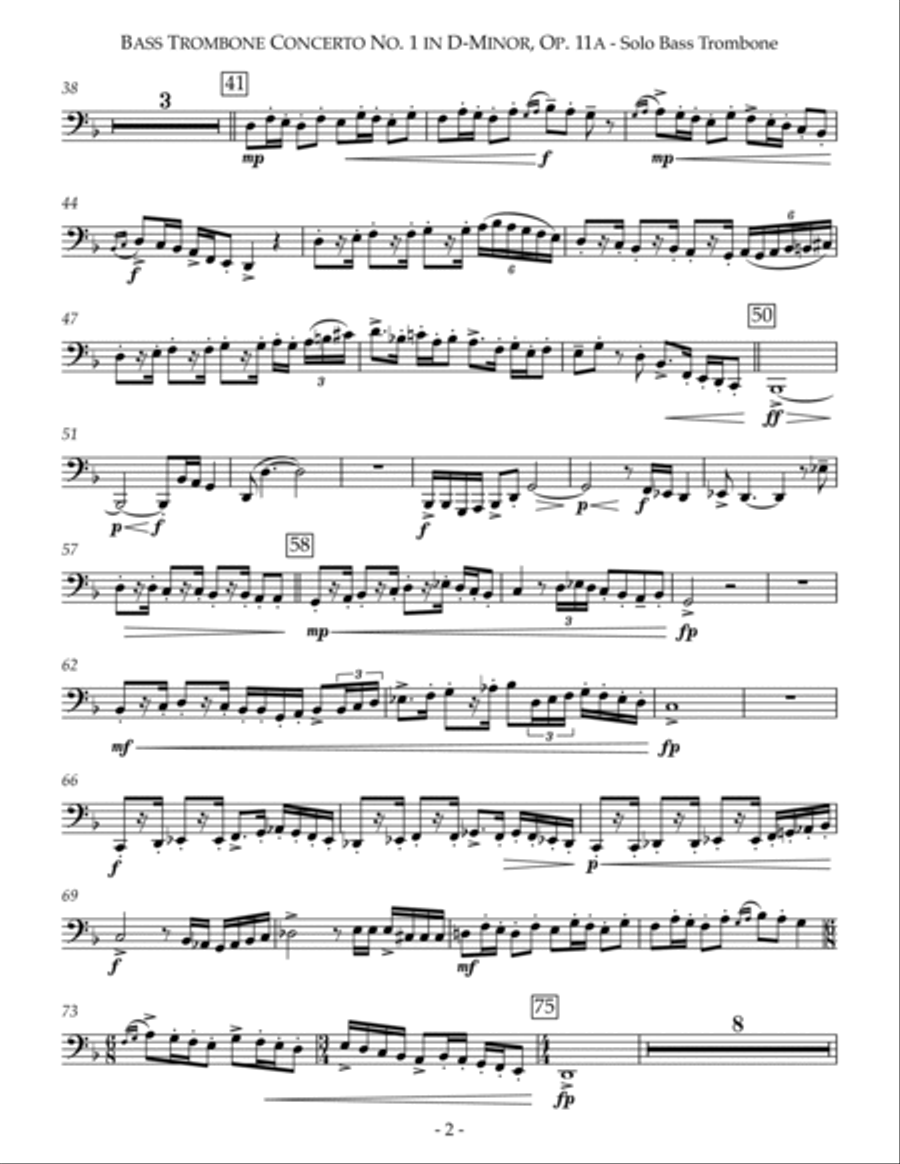 Bass Trombone Concerto No. 1 in D-Minor Bass Trombone scores gallery preview page 2