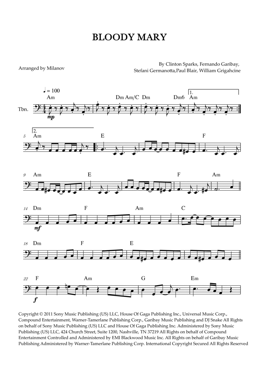 Bloody Mary Trombone Solo scores gallery preview page 1