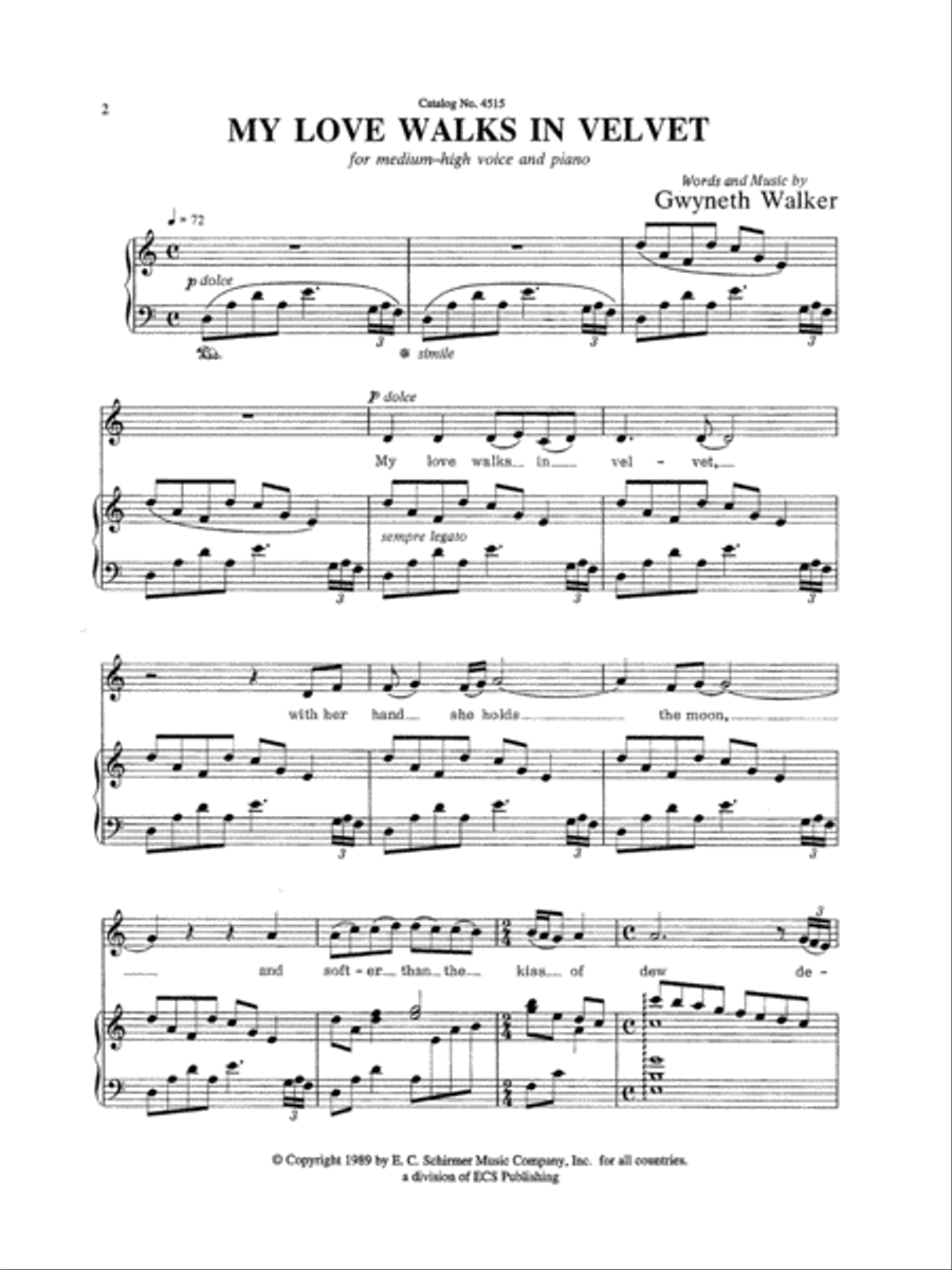 Collected Wedding Songs: My Love Walks in Velvet High Voice scores gallery preview page 1