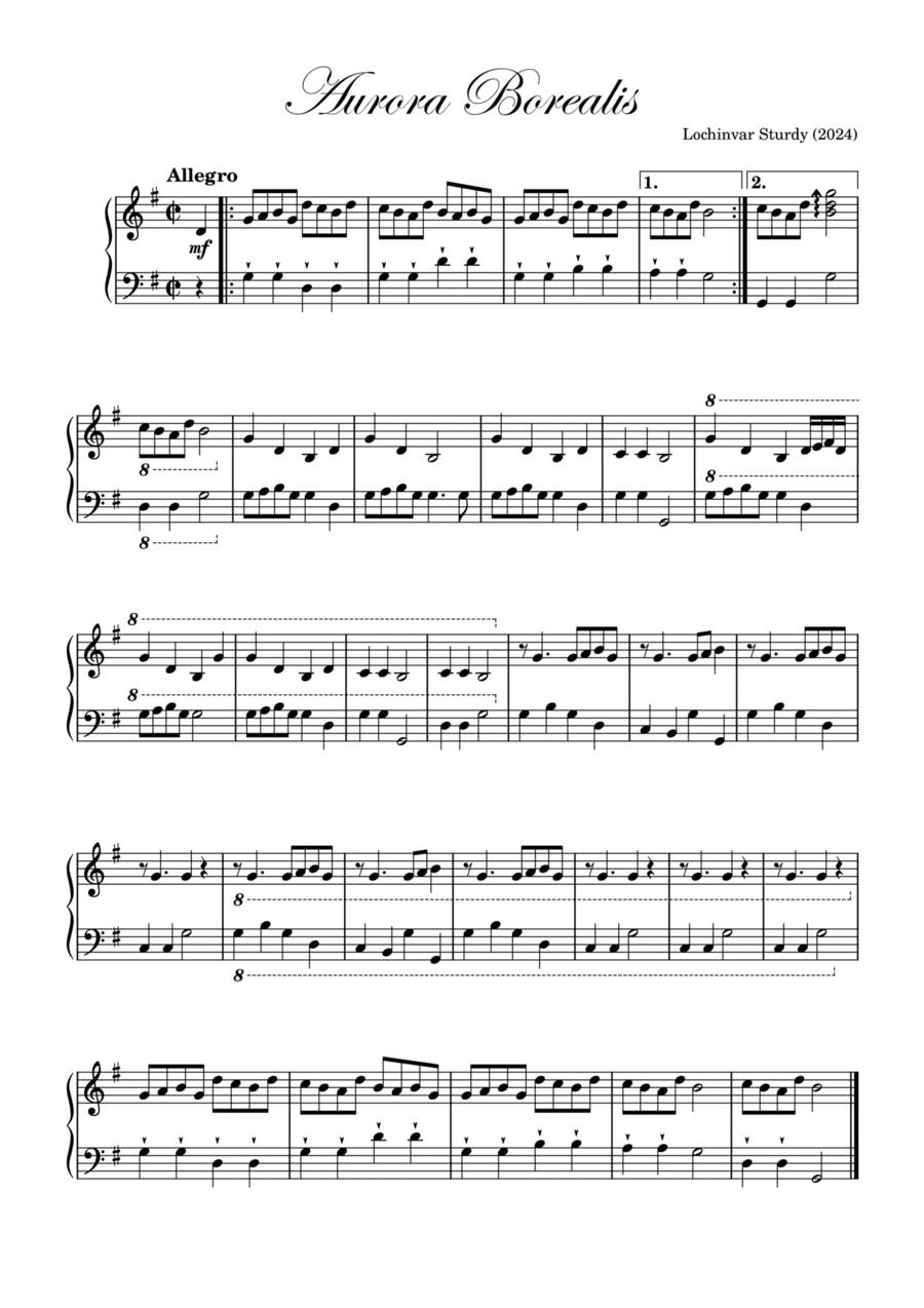Aurora Borealis Aurora Borealis Piano Solo scores gallery preview page 1