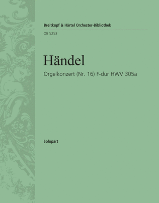 Book cover for Organ Concerto (No. 16) in F major HWV 305A