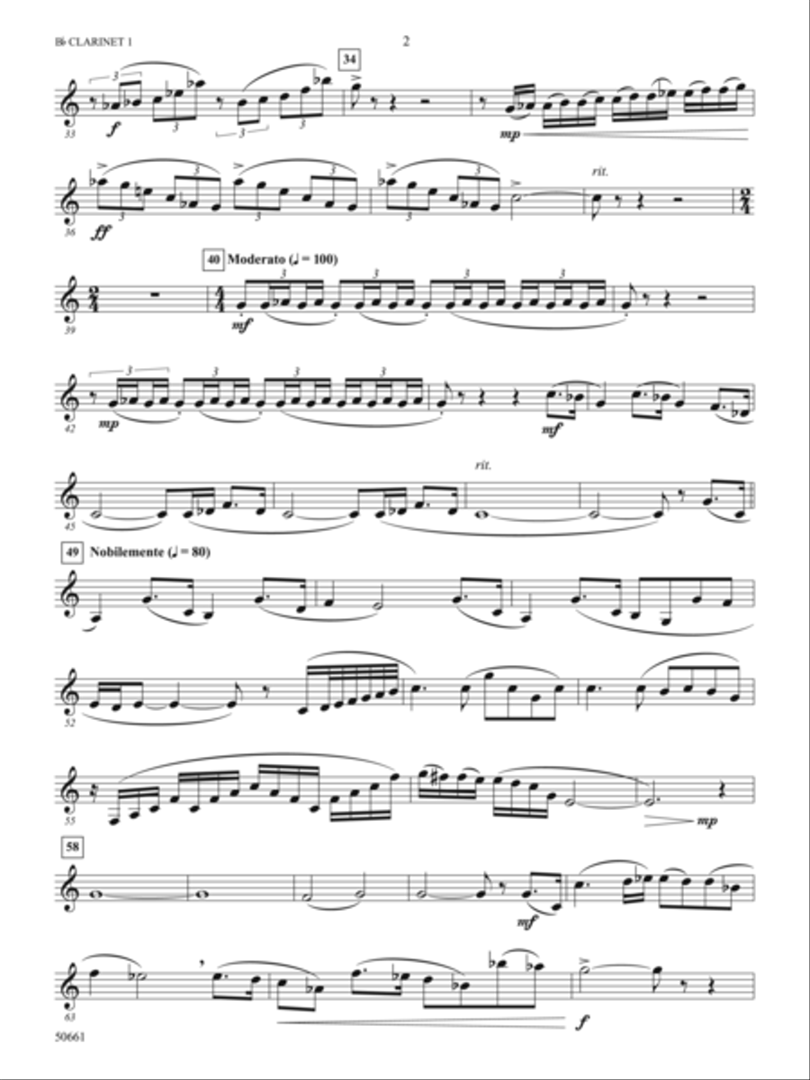 Sailing with Whales: 1st B-flat Clarinet Concert Band scores gallery preview page 2