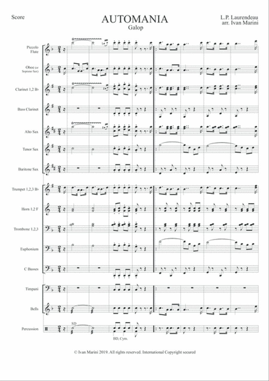 Automania - Galop / March - L.P. Laurendeau for Concert or Marching Band Concert Band scores gallery preview page 3