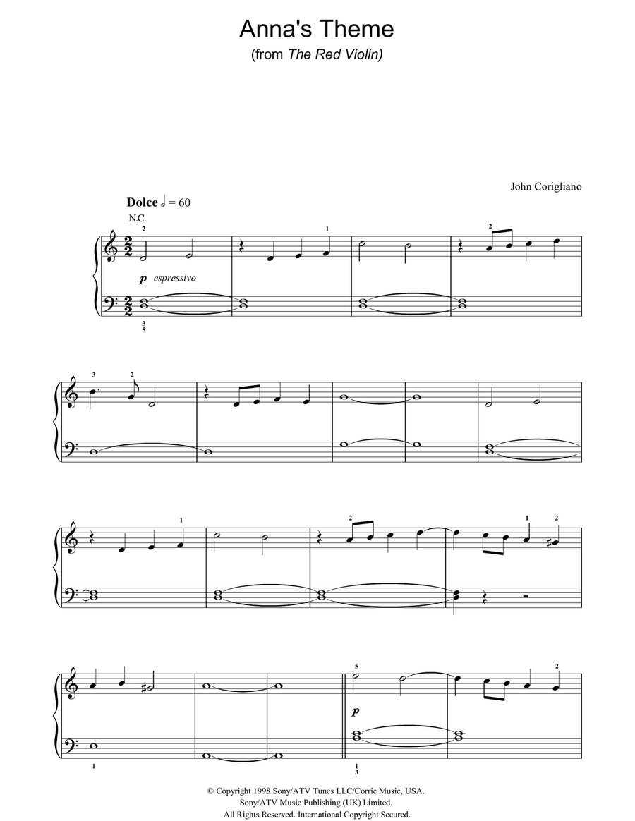 Anna's Theme (from The Red Violin) Guitar scores gallery preview page 1