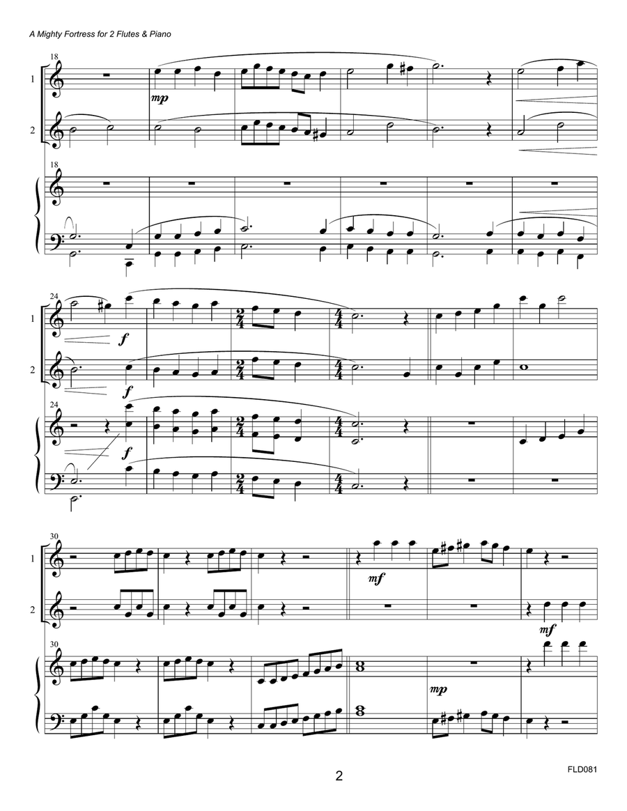 A MIGHTY FORTRESS - FLUTE DUET with Piano Accompaniment Flute Duet scores gallery preview page 2