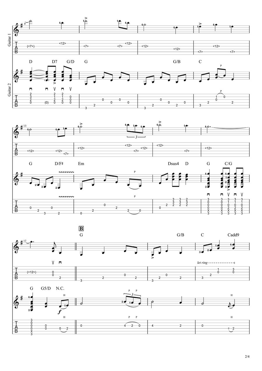 Amazing Grace (for two guitars) Acoustic Guitar scores gallery preview page 2