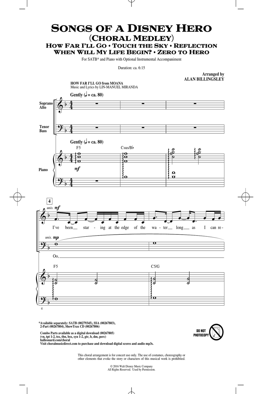 Songs of a Disney Hero 4-Part scores gallery preview page 1
