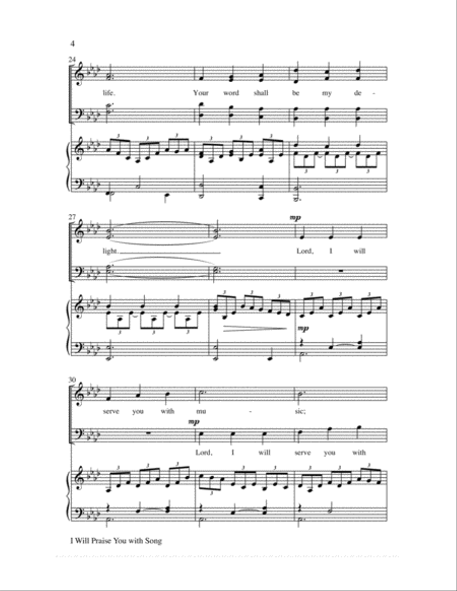 I Will Praise You with Song 4-Part scores gallery preview page 5