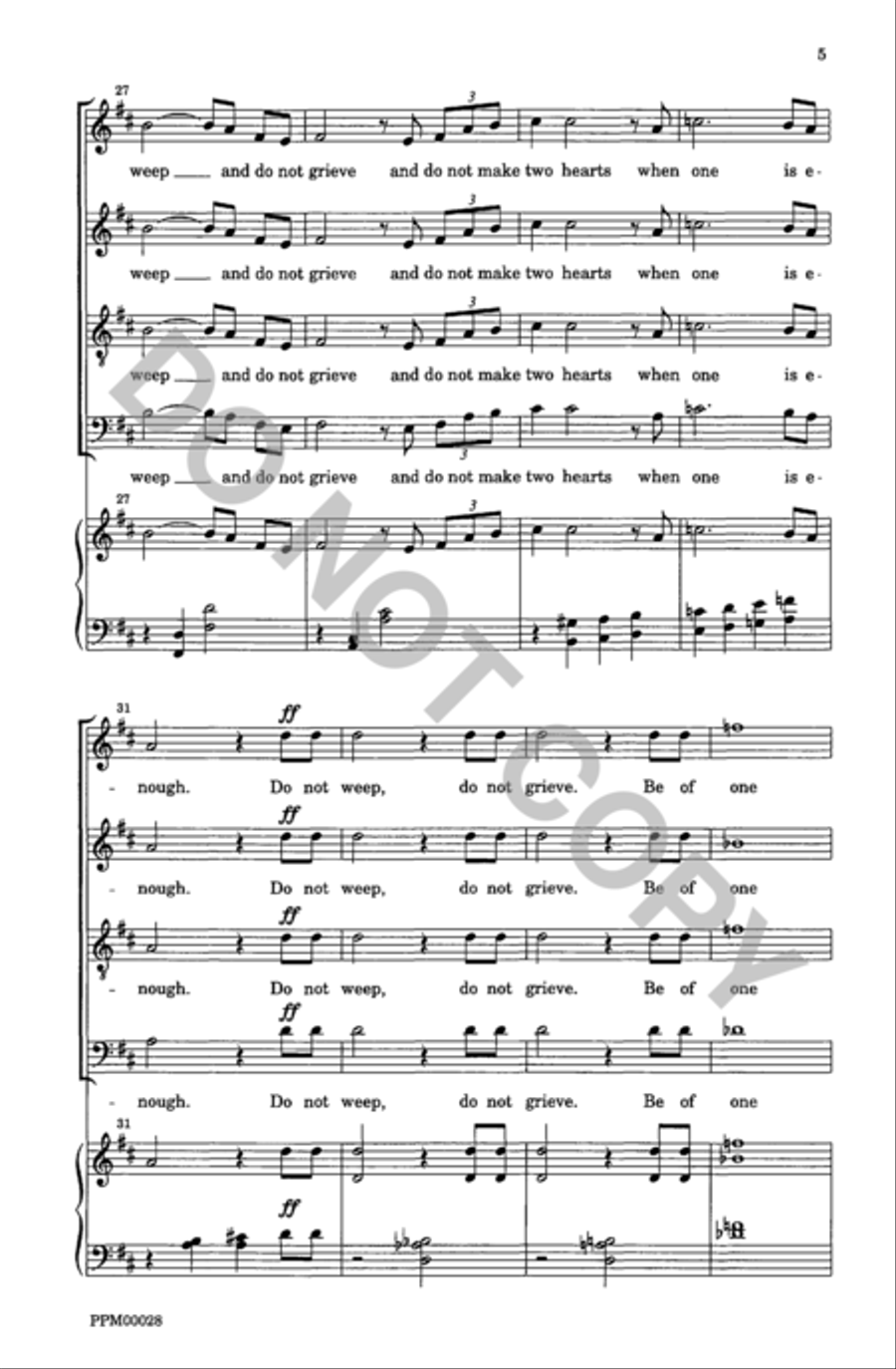 Do Not Weep and Do Not Grieve 4-Part scores gallery preview page 6